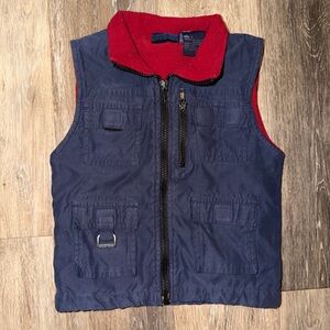 Vintage Kid's Faded Glory Navy and Red Cargo Vest